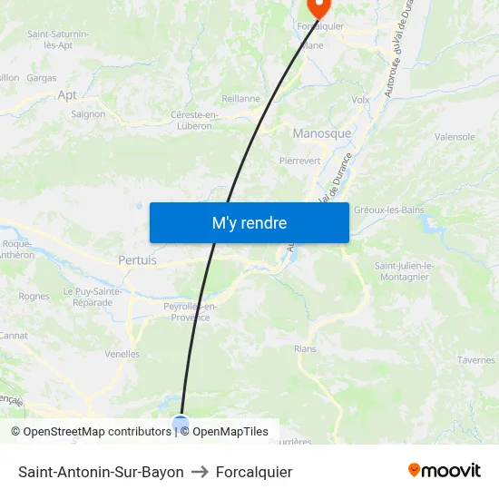 Saint-Antonin-Sur-Bayon to Forcalquier map