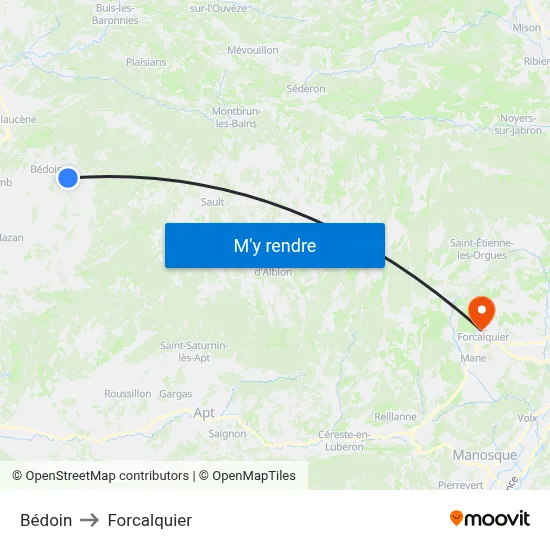 Bédoin to Forcalquier map