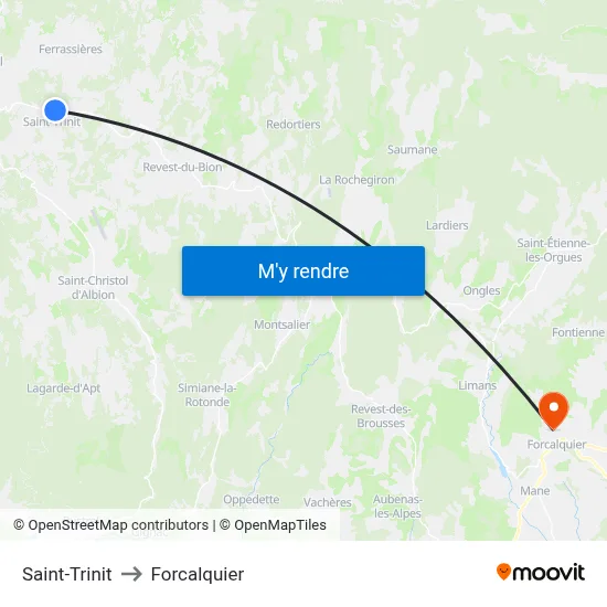 Saint-Trinit to Forcalquier map