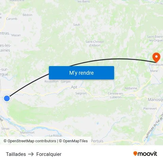 Taillades to Forcalquier map