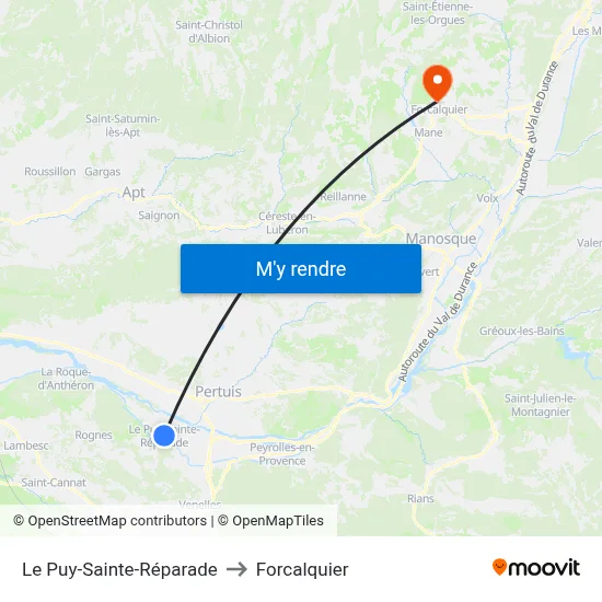 Le Puy-Sainte-Réparade to Forcalquier map
