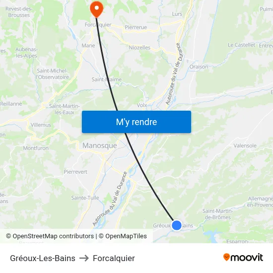 Gréoux-Les-Bains to Forcalquier map