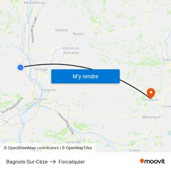 Bagnols-Sur-Cèze to Forcalquier map