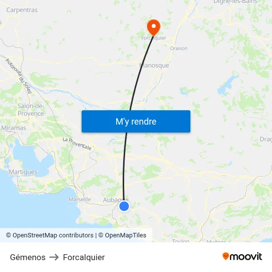 Gémenos to Forcalquier map