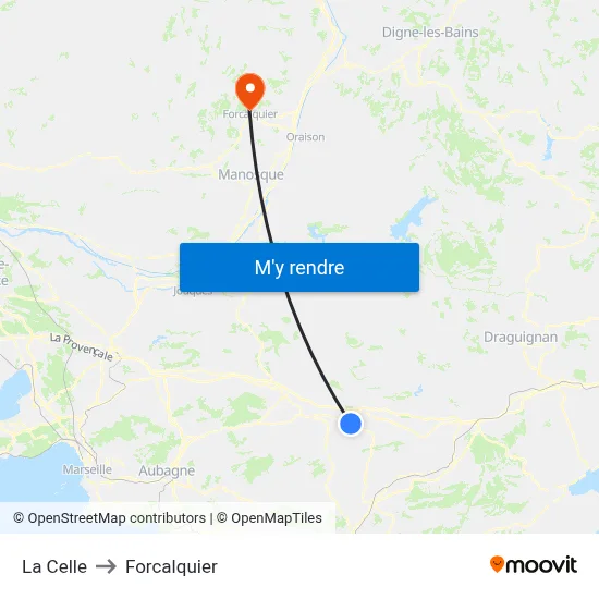 La Celle to Forcalquier map