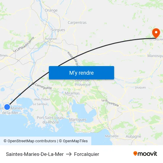 Saintes-Maries-De-La-Mer to Forcalquier map