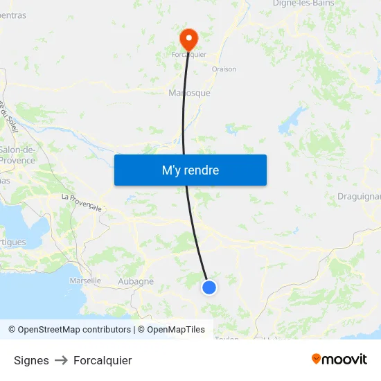 Signes to Forcalquier map