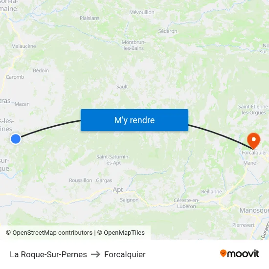 La Roque-Sur-Pernes to Forcalquier map