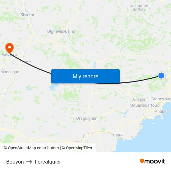 Bouyon to Forcalquier map