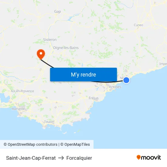 Saint-Jean-Cap-Ferrat to Forcalquier map