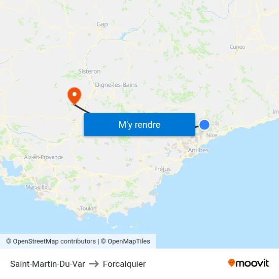 Saint-Martin-Du-Var to Forcalquier map