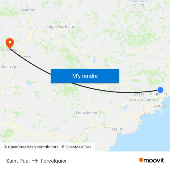 Saint-Paul to Forcalquier map