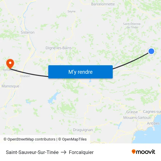 Saint-Sauveur-Sur-Tinée to Forcalquier map