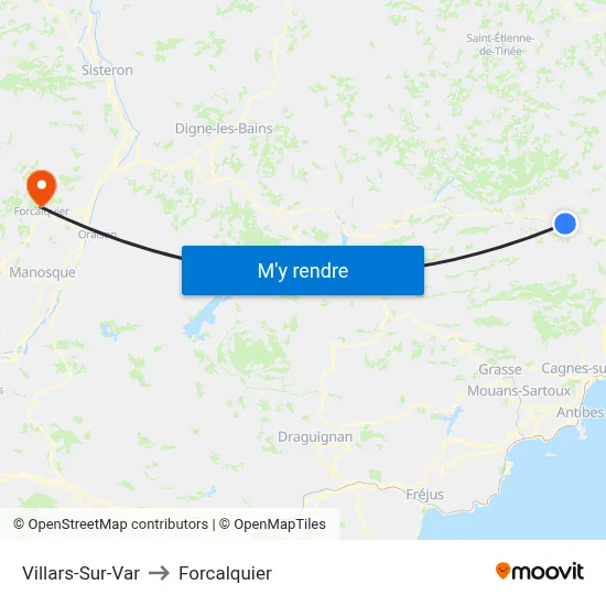 Villars-Sur-Var to Forcalquier map