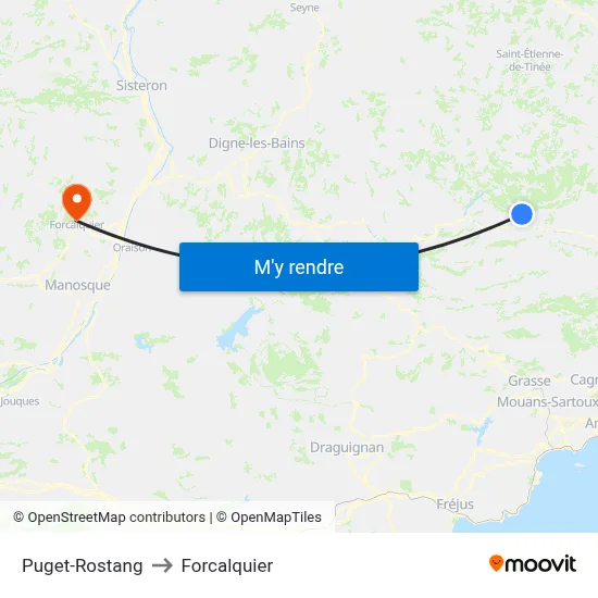 Puget-Rostang to Forcalquier map