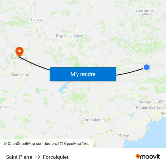 Saint-Pierre to Forcalquier map
