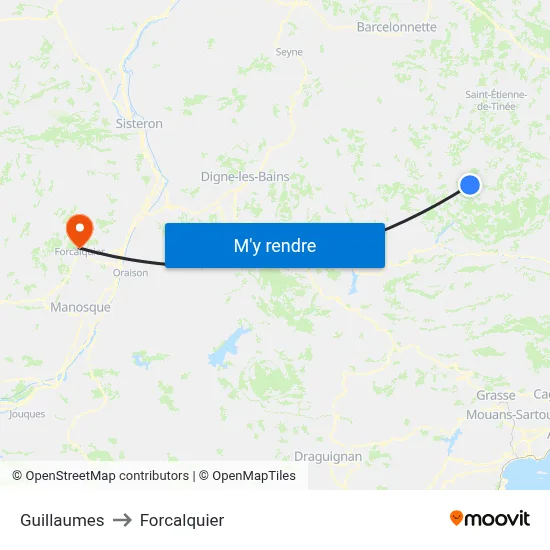 Guillaumes to Forcalquier map