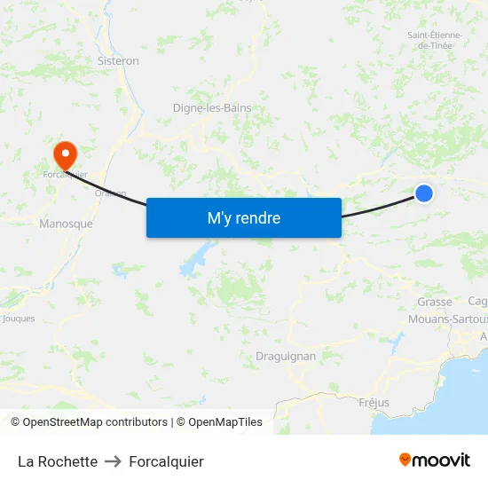 La Rochette to Forcalquier map