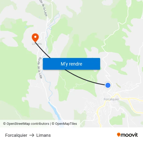 Forcalquier to Limans map
