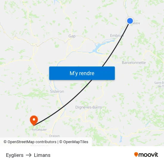 Eygliers to Limans map