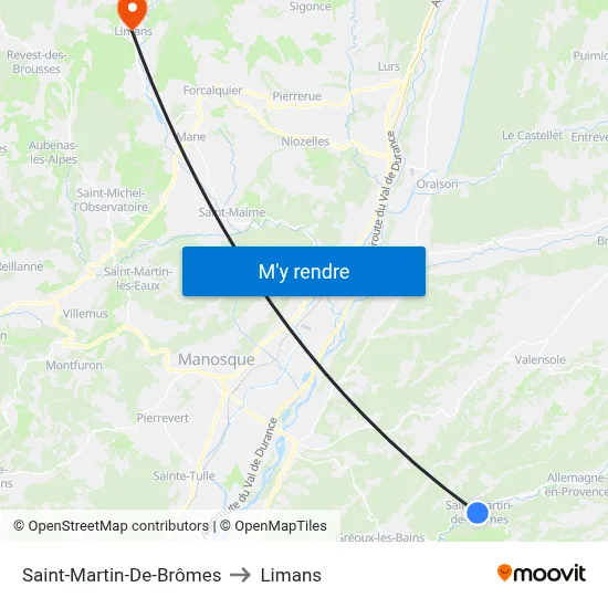 Saint-Martin-De-Brômes to Limans map
