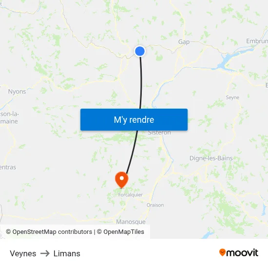 Veynes to Limans map