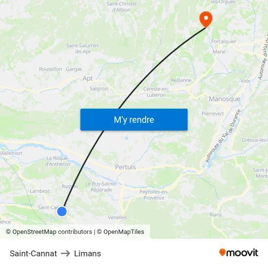 Saint-Cannat to Limans map