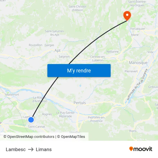 Lambesc to Limans map