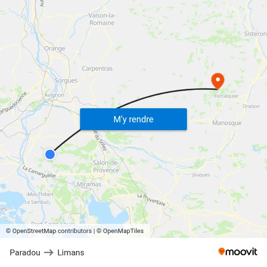 Paradou to Limans map