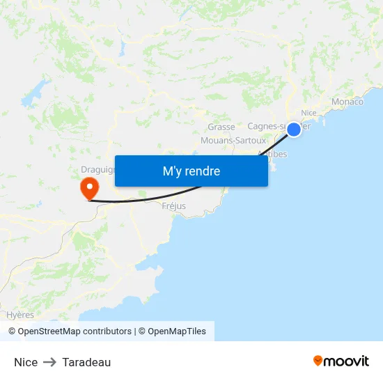 Nice to Taradeau map