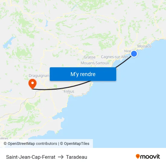 Saint-Jean-Cap-Ferrat to Taradeau map