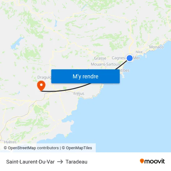 Saint-Laurent-Du-Var to Taradeau map