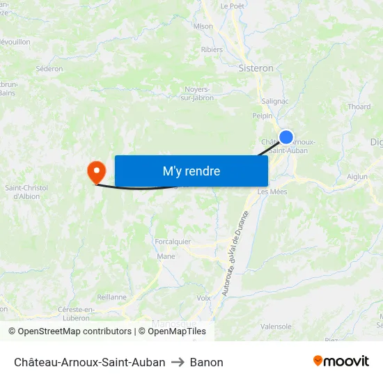 Château-Arnoux-Saint-Auban to Banon map