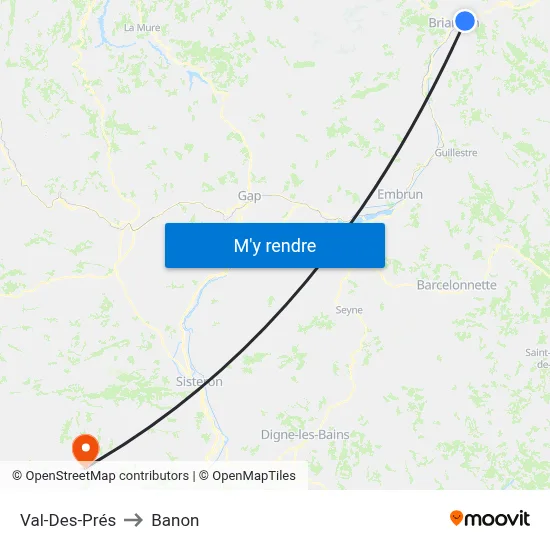 Val-Des-Prés to Banon map