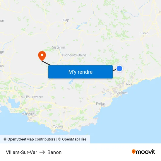 Villars-Sur-Var to Banon map