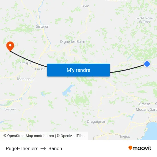 Puget-Théniers to Banon map