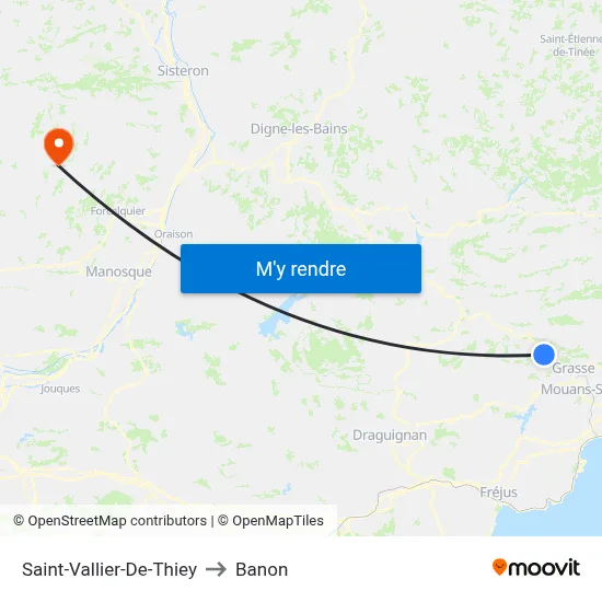 Saint-Vallier-De-Thiey to Banon map