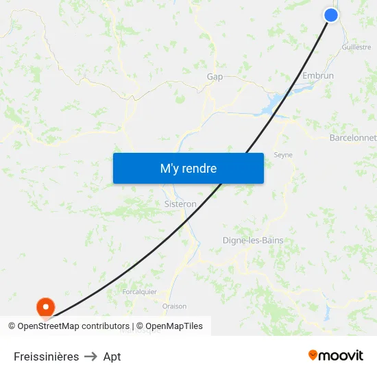 Freissinières to Apt map