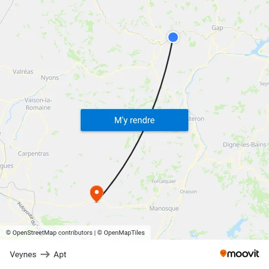 Veynes to Apt map