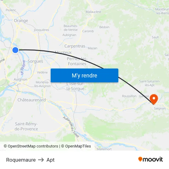 Roquemaure to Apt map