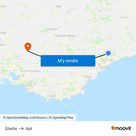 Gilette to Apt map