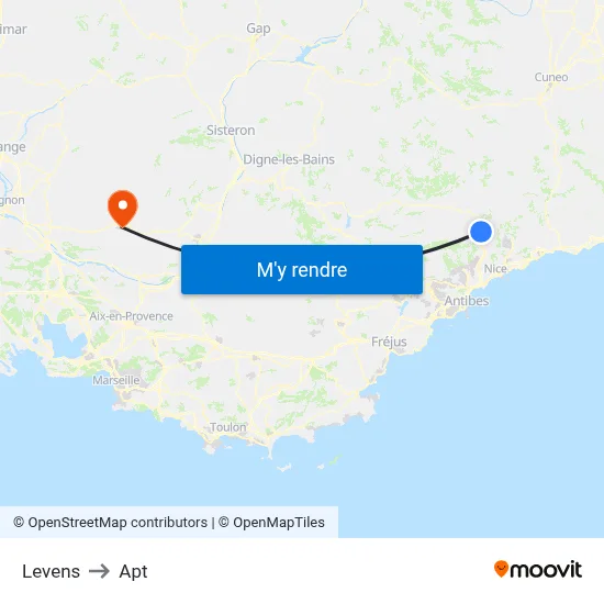 Levens to Apt map