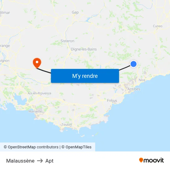 Malaussène to Apt map