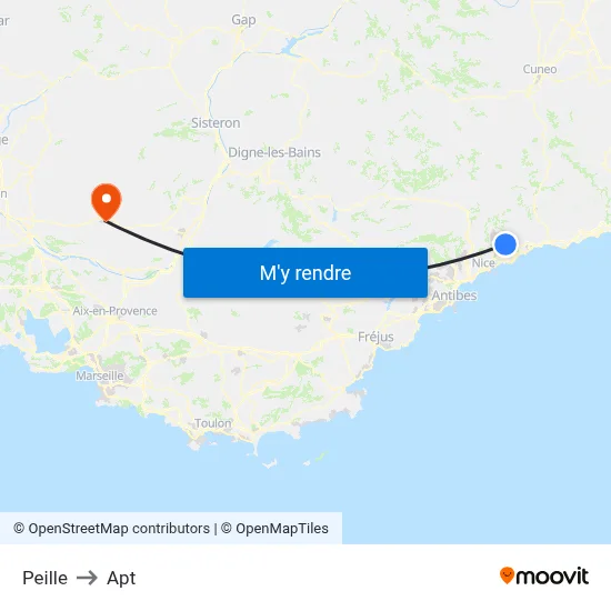 Peille to Apt map