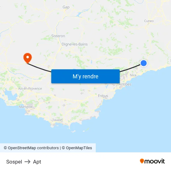 Sospel to Apt map