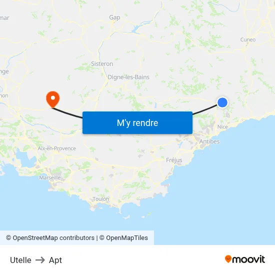 Utelle to Apt map