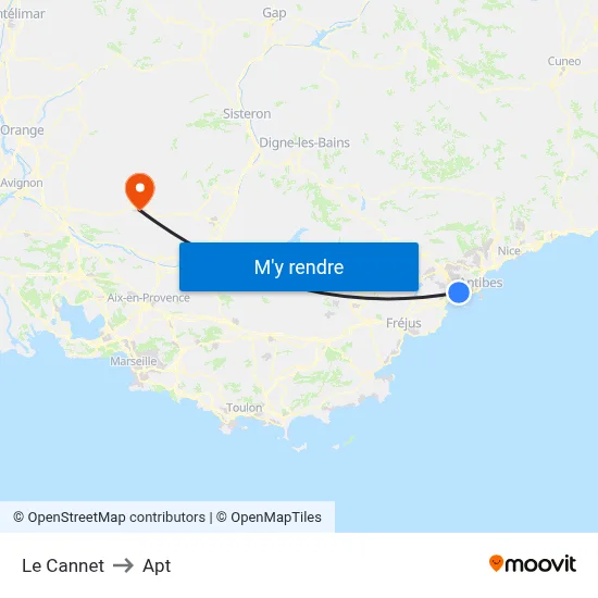 Le Cannet to Apt map