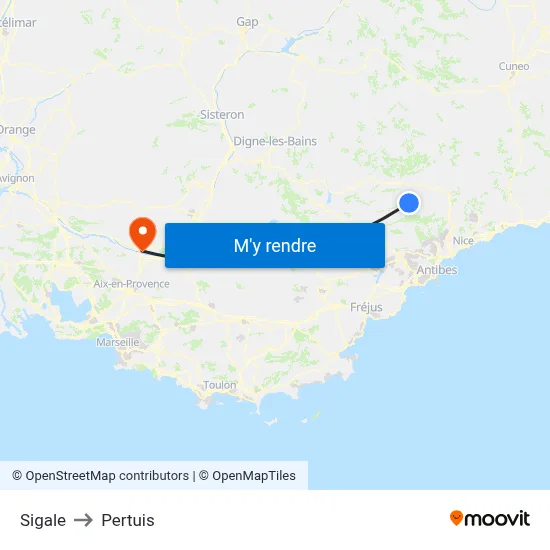 Sigale to Pertuis map