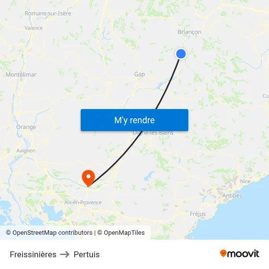 Freissinières to Pertuis map