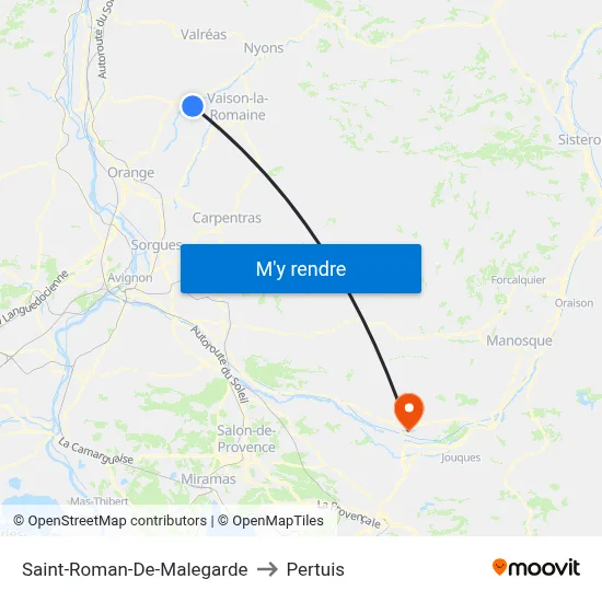 Saint-Roman-De-Malegarde to Pertuis map